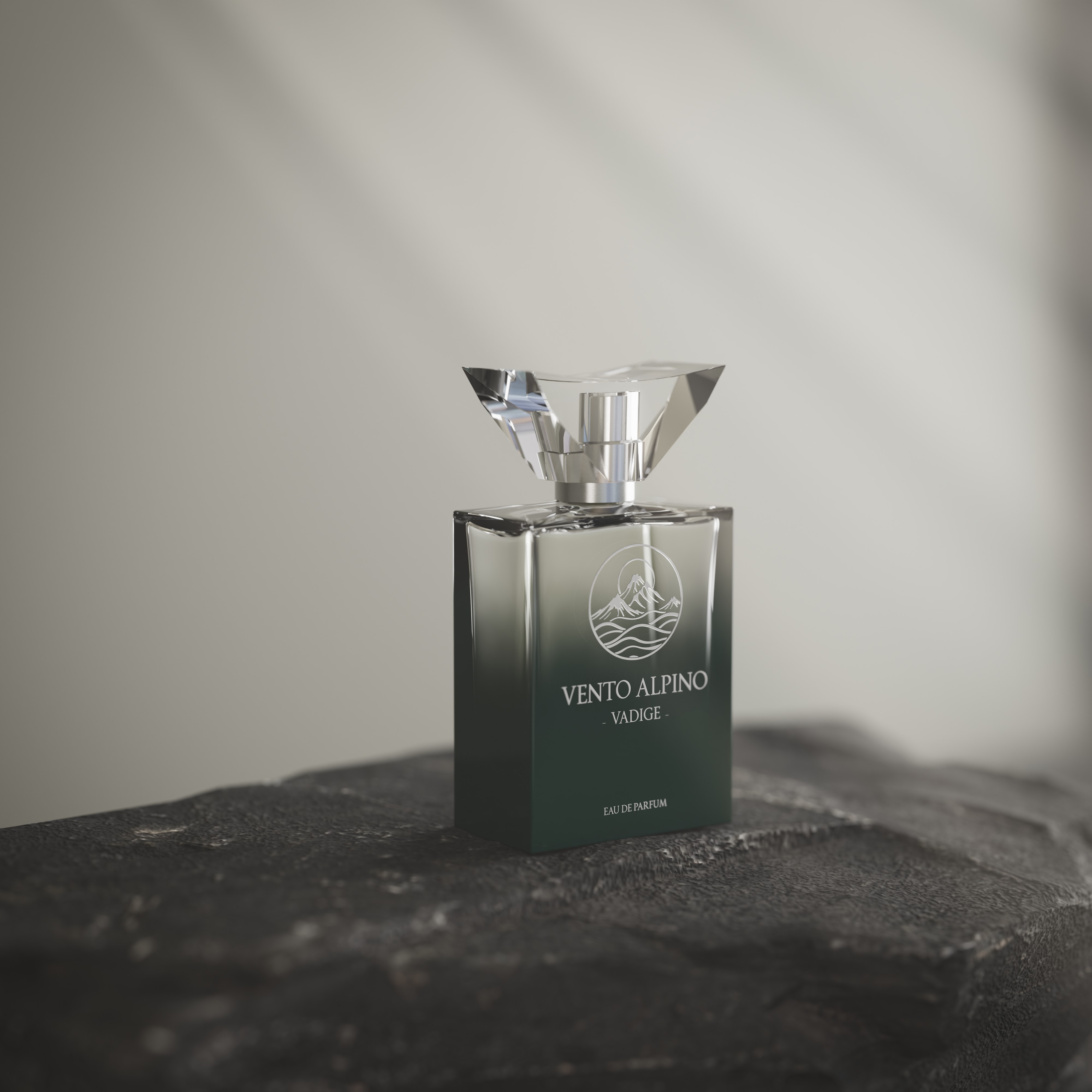 Beautiful Shot of the Vento Alpino bottle with some sun rays.