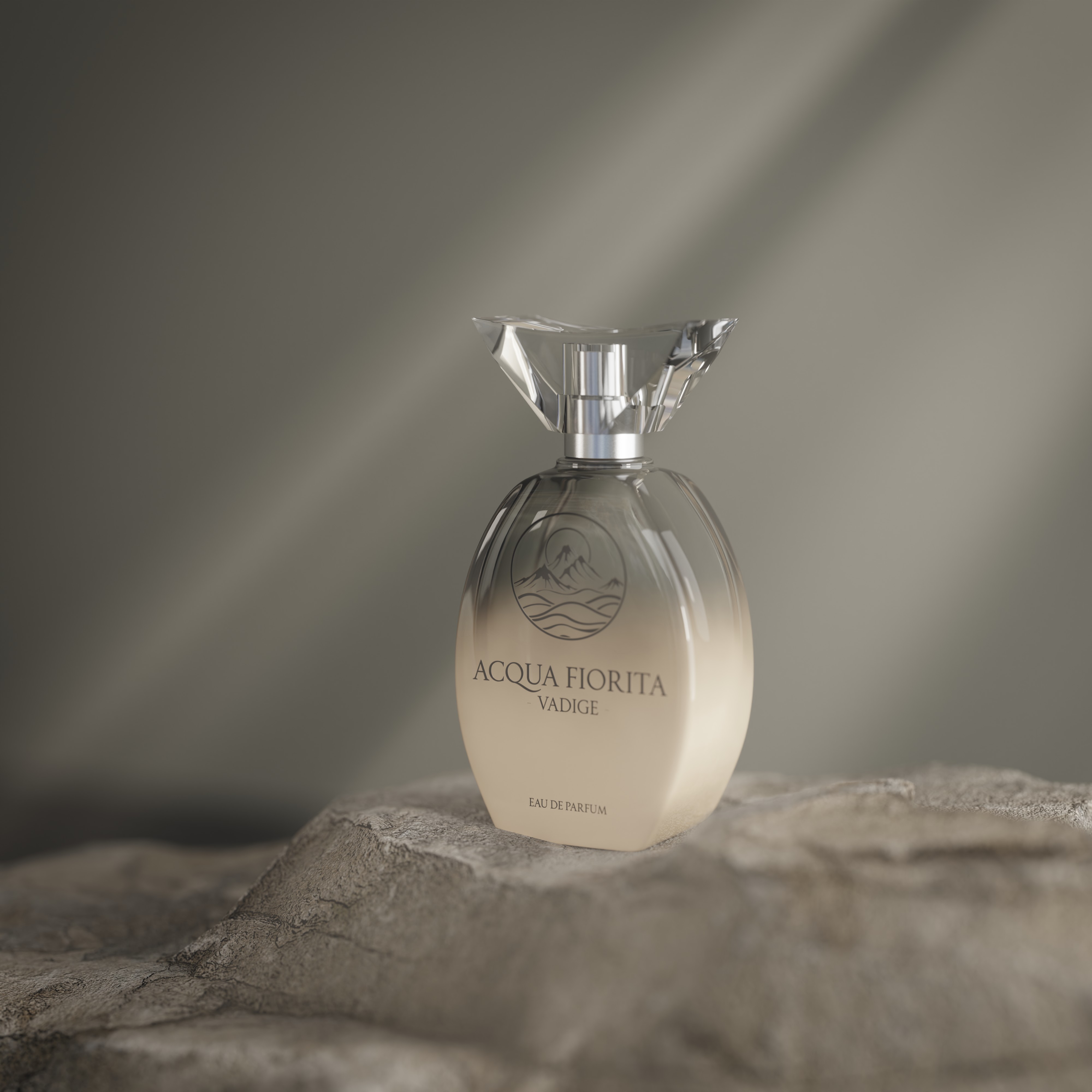 Beatiful site shot of the Acqua Fiorita perfume bottle with some sun rays