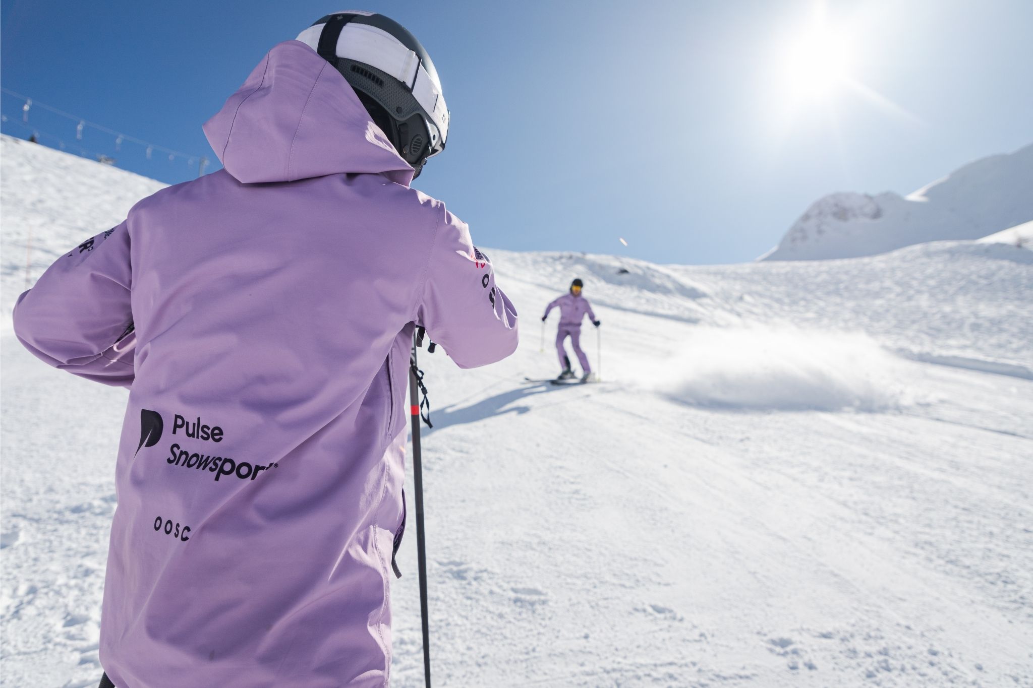 BASI instructor trainees developing their skiing during a Pulse Snowsports training session in Verbier.