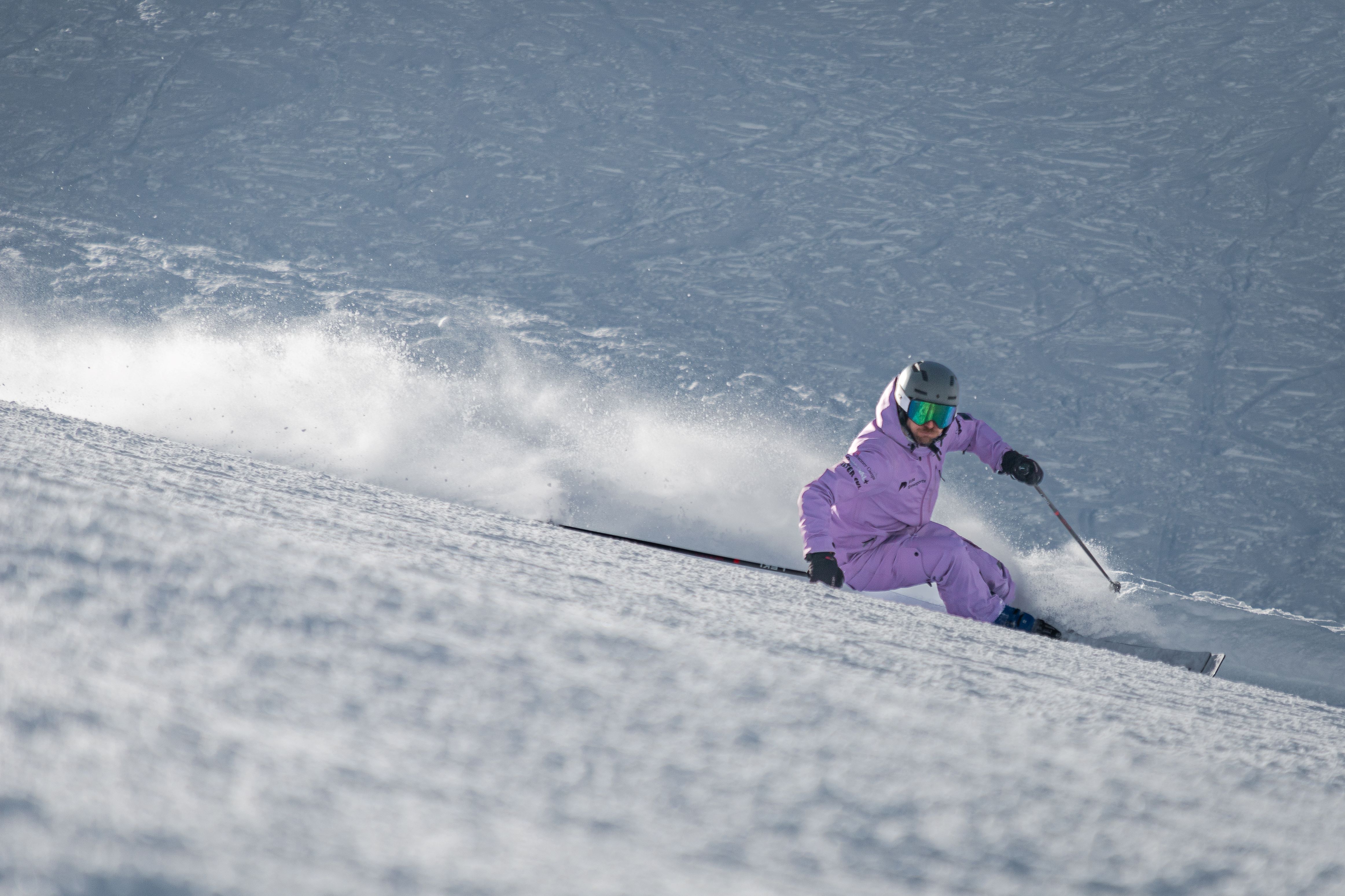 Sam Goodlass skiing in Verbier during another winter as a professional ski instructor.