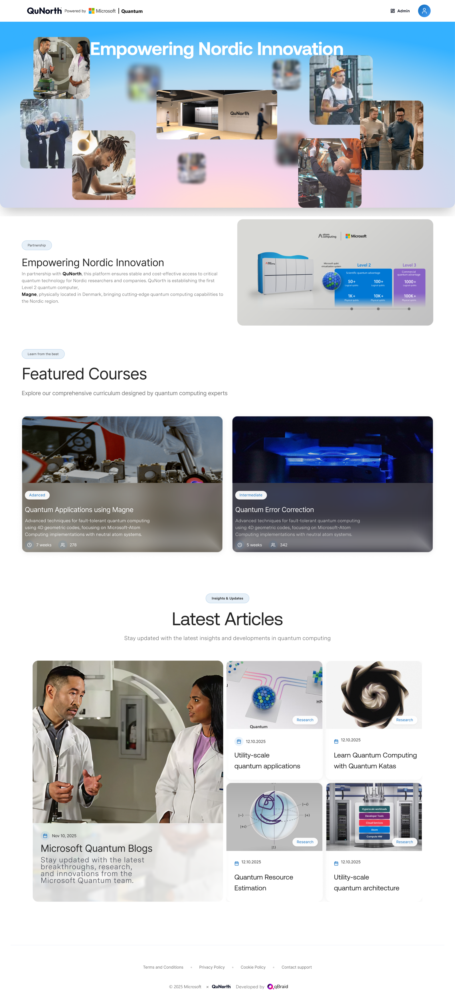 QuNorth platform sample landing page