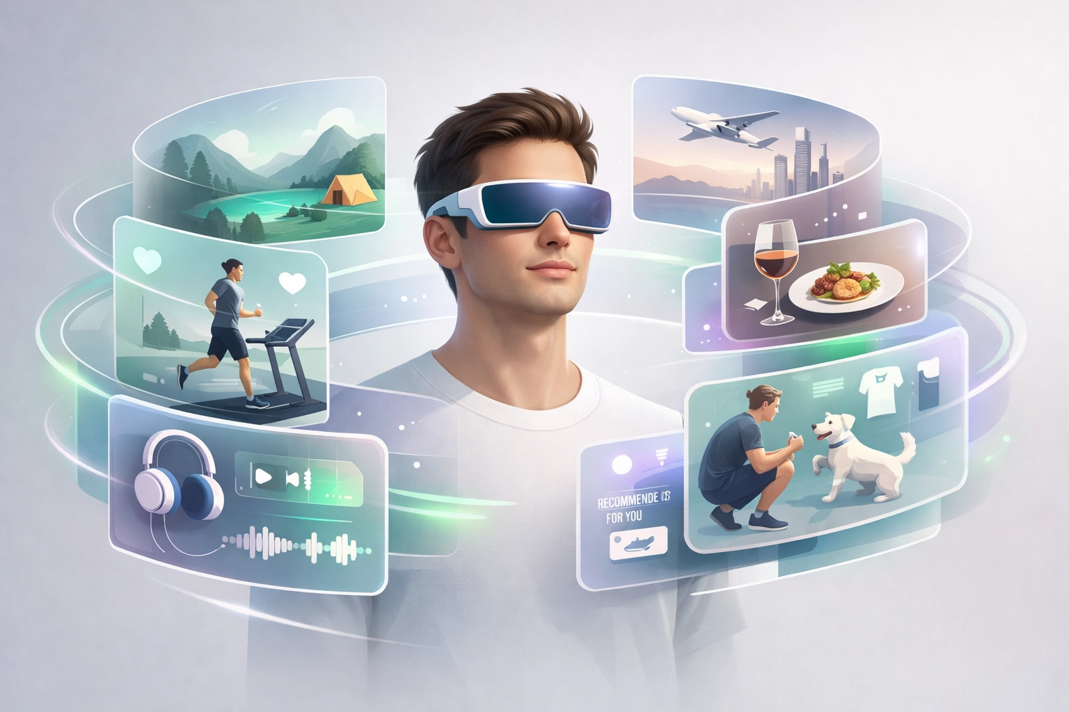 Hyper-personalised reality streams surrounding a user in AR, replacing traditional advertisements.