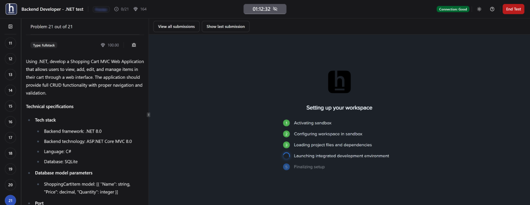HackerEarth Assesmsent DashBoard
