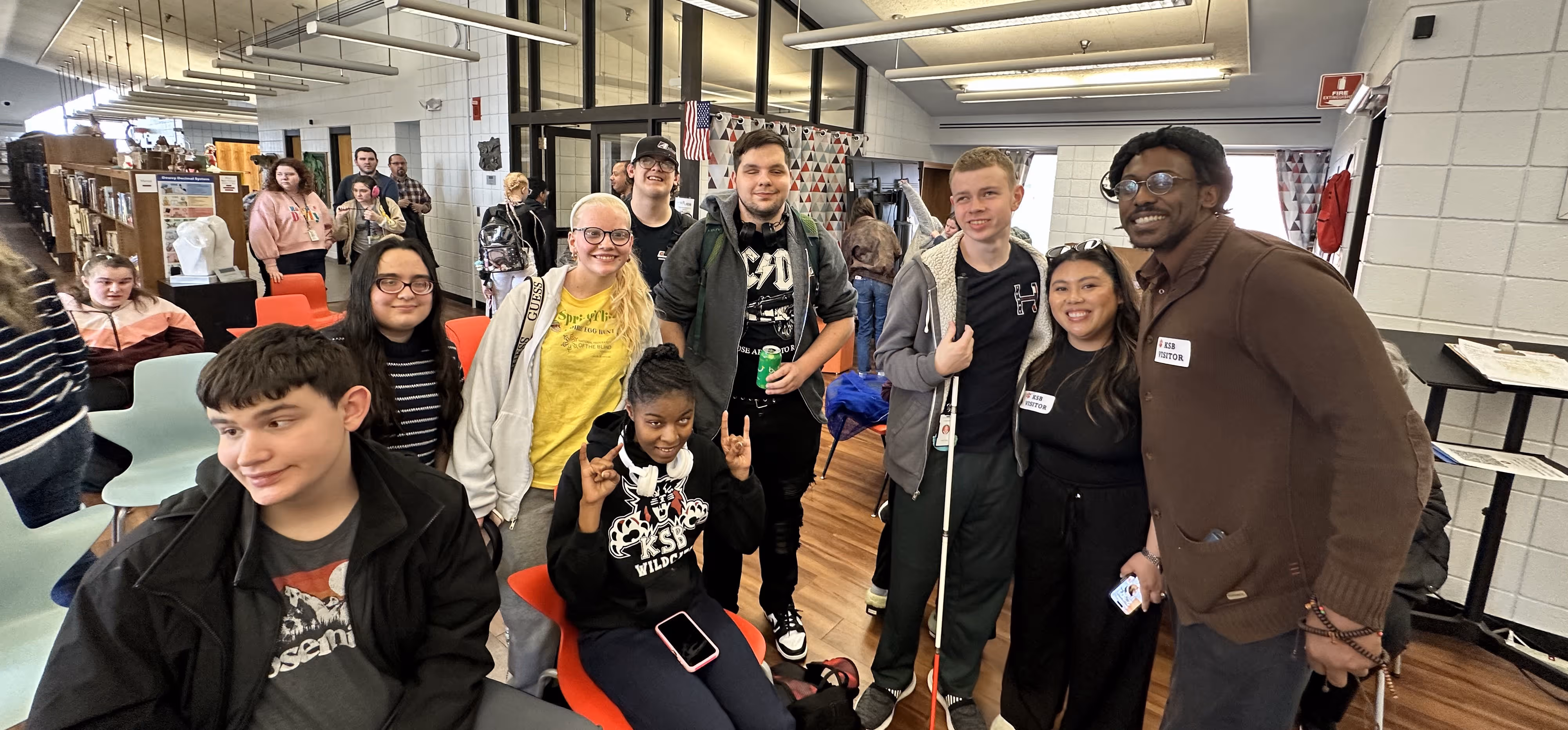 Students and visitors gather at Kentucky School for the Blind during outreach by Actors Theatre of Louisville.