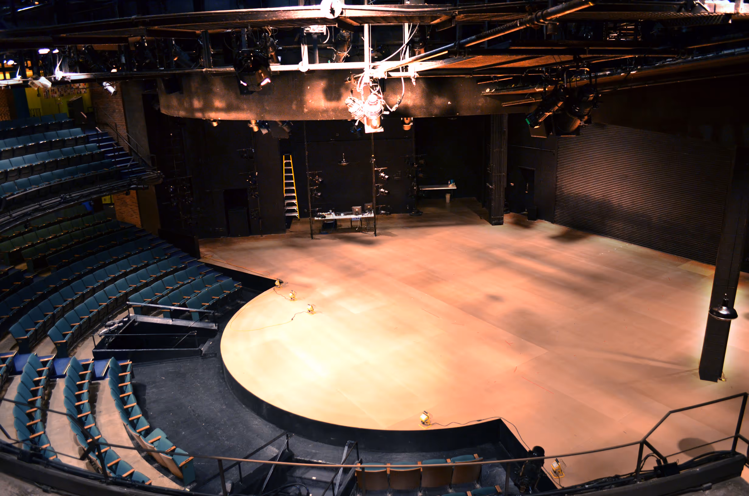 View from Pamela Brown Auditorium balcony at Actors Theatre of Louisville, showcasing Louisville theater stage.
