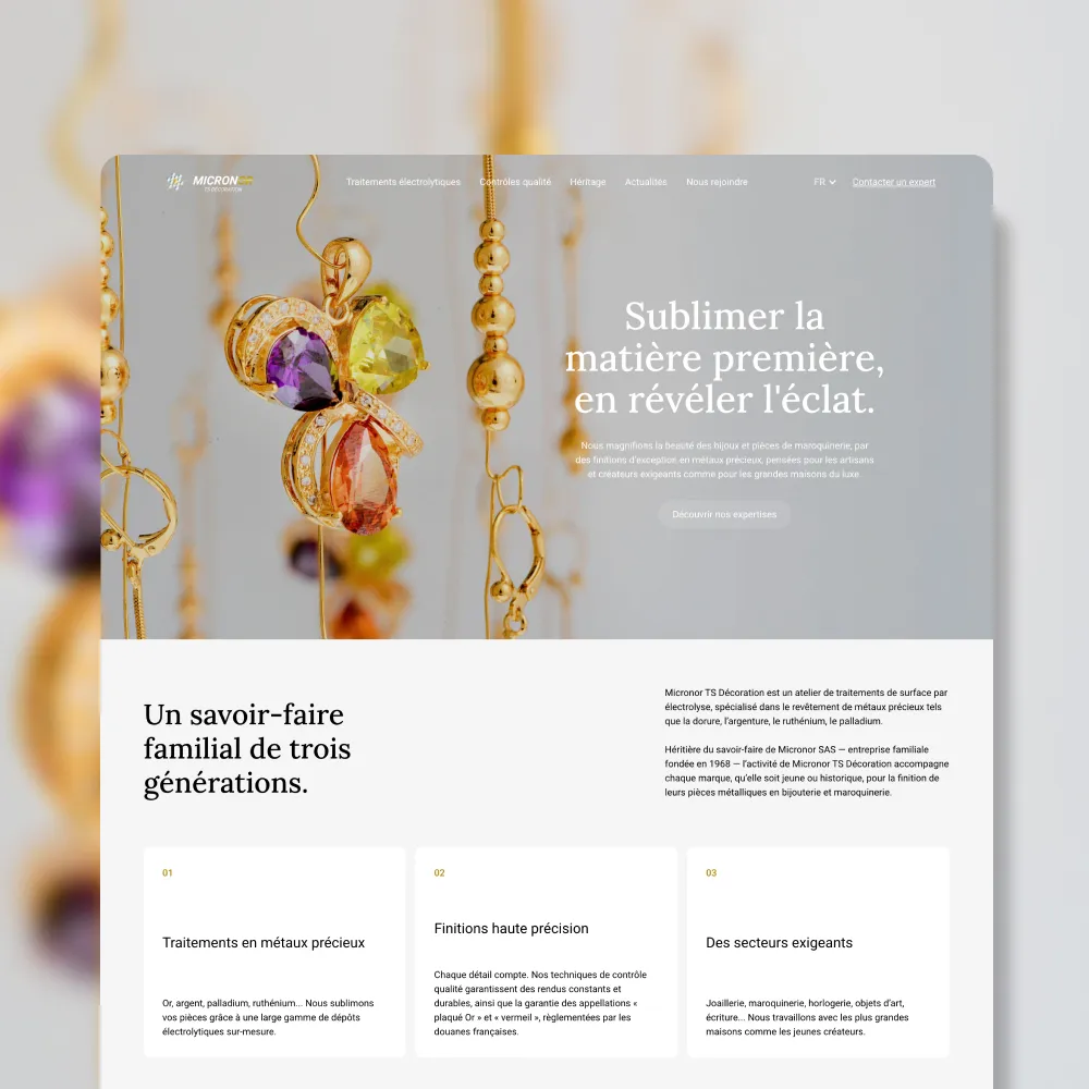 Capture d'écran du site que j'ai créé pour l'entreprise Micronor TS Décoration.