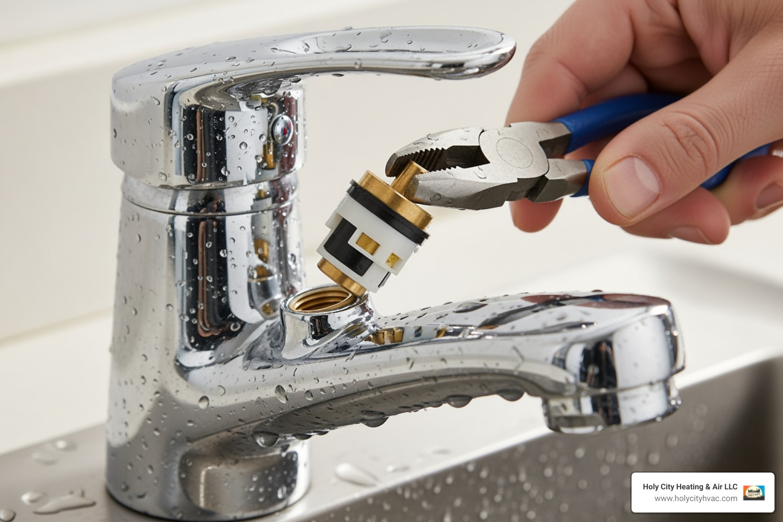 faucet cartridge being removed - Leaky faucet fix faucet cartridge being removed - Leaky faucet fix