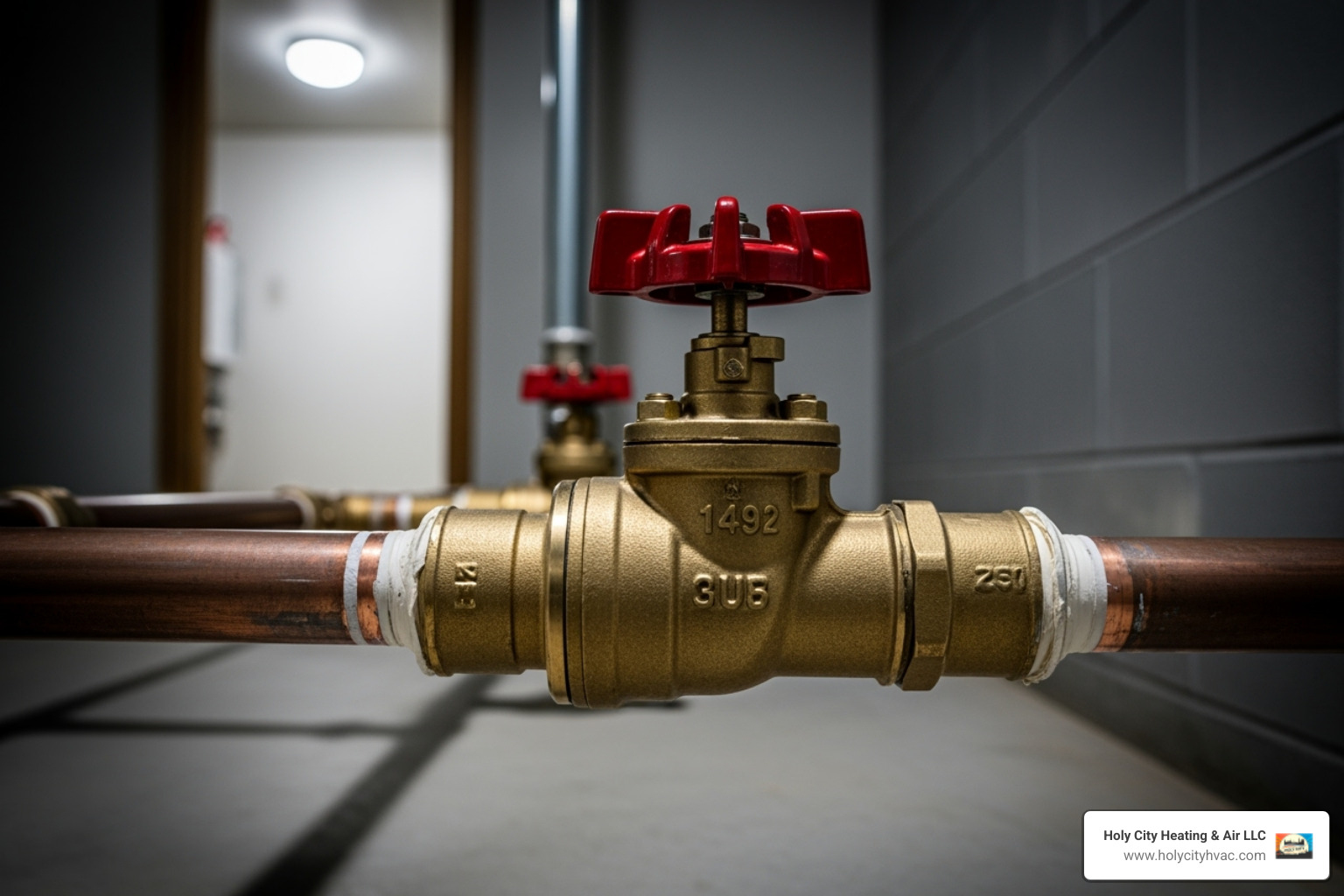 a home's main water shut-off valve - no hot water