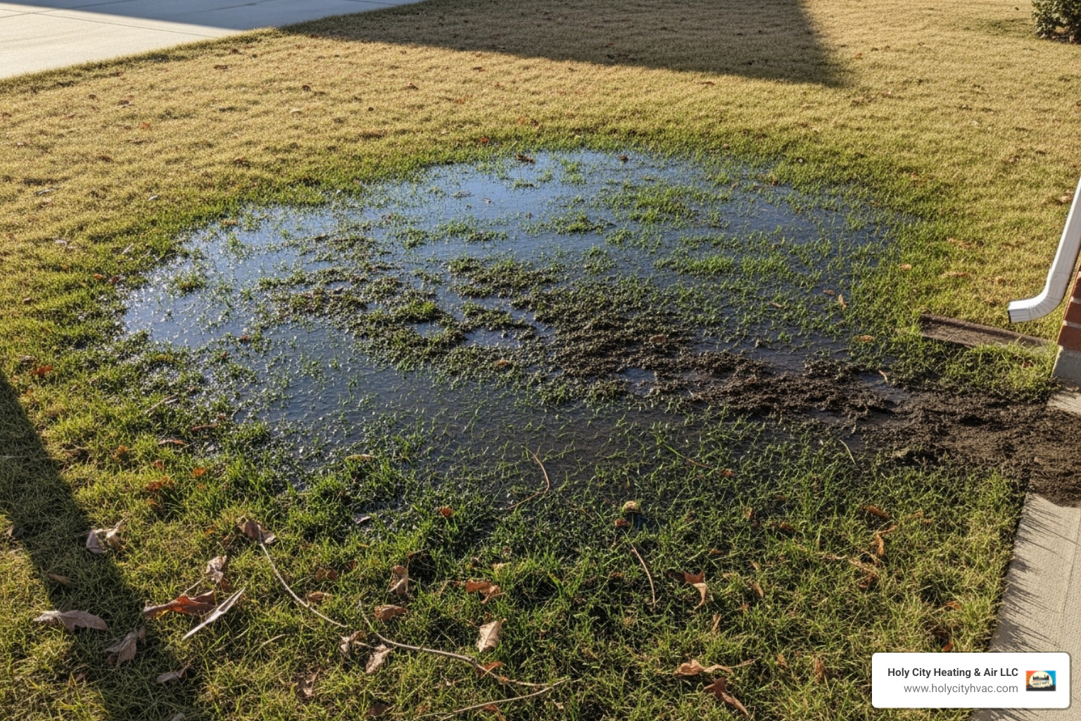 soggy patch of grass - water main repair