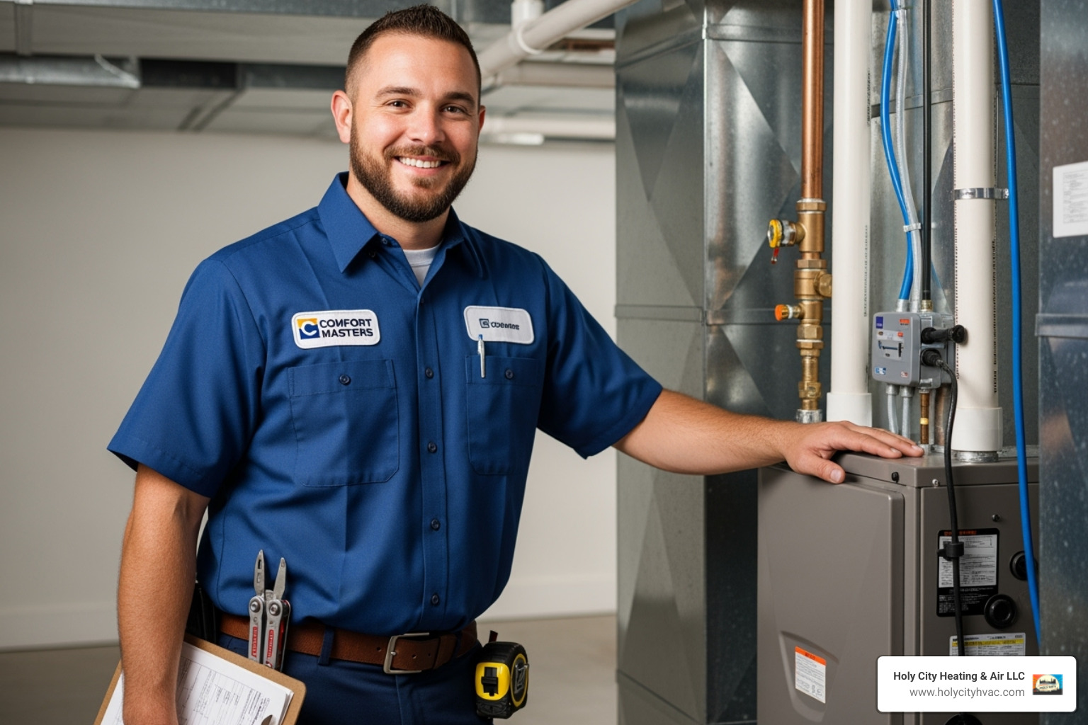 Friendly, professional HVAC technician in uniform - charleston air conditioning repair