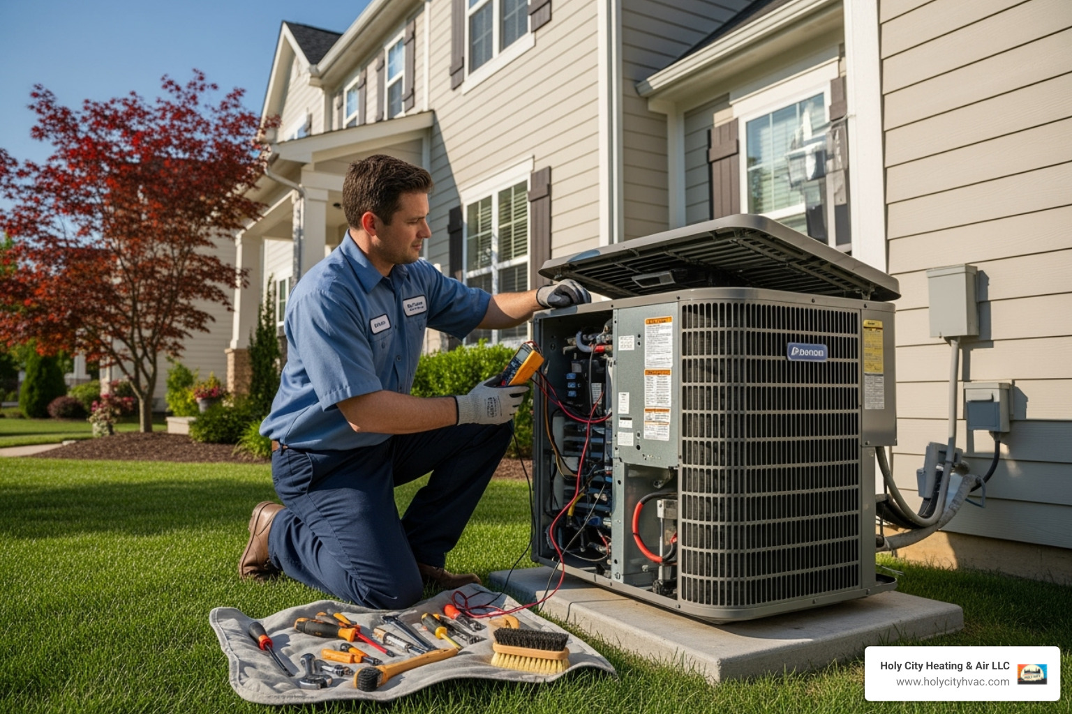 technician performing routine AC maintenance - ac repair goose creek