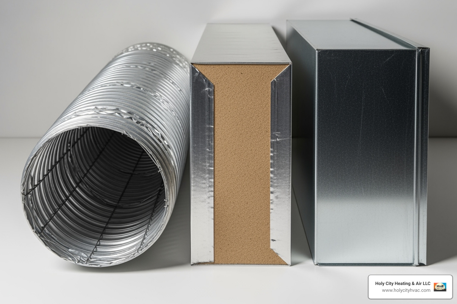 different ductwork materials side-by-side - ac ductwork replacement