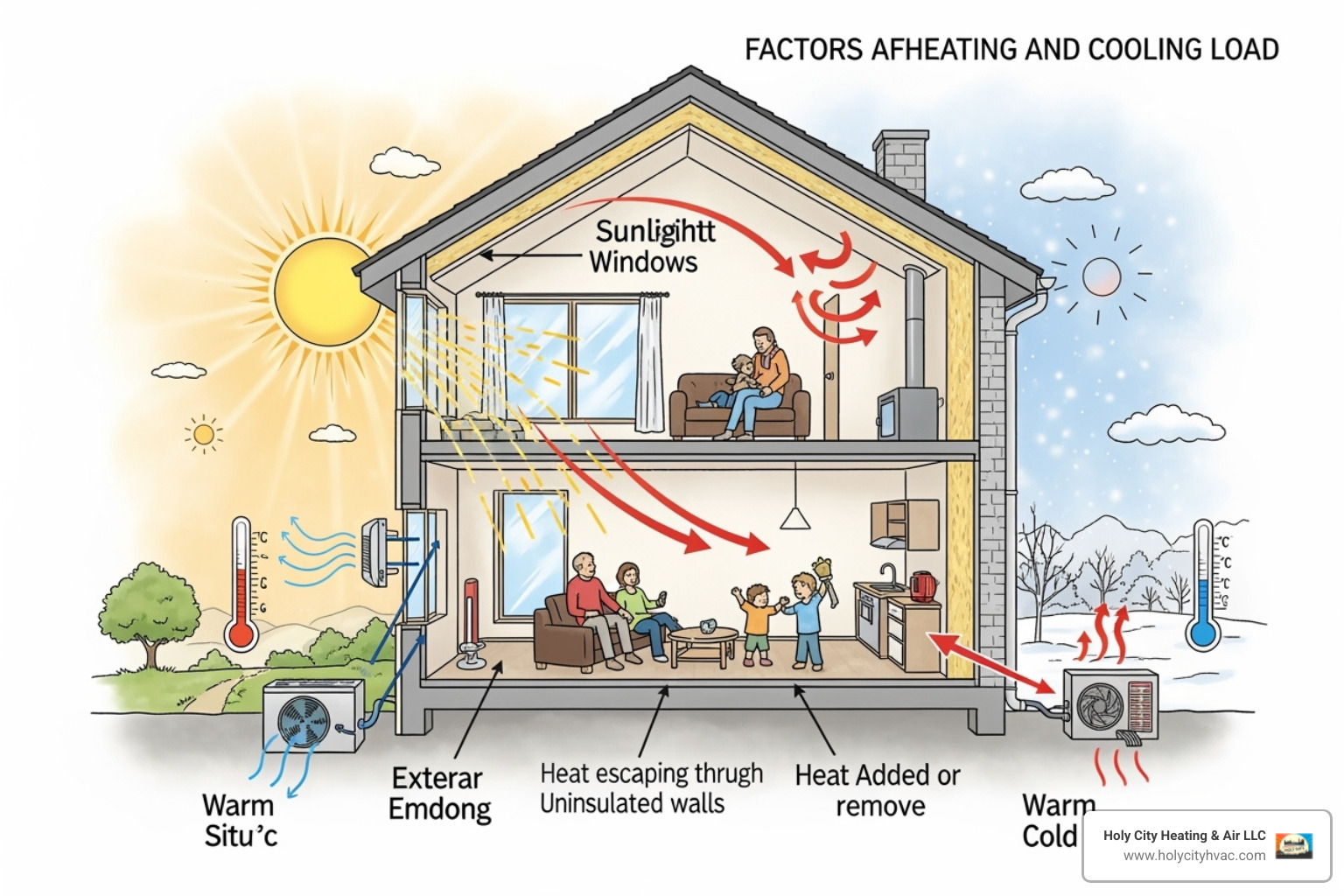 illustration of Manual J load calculation factors - ac unit replacement hollywood sc