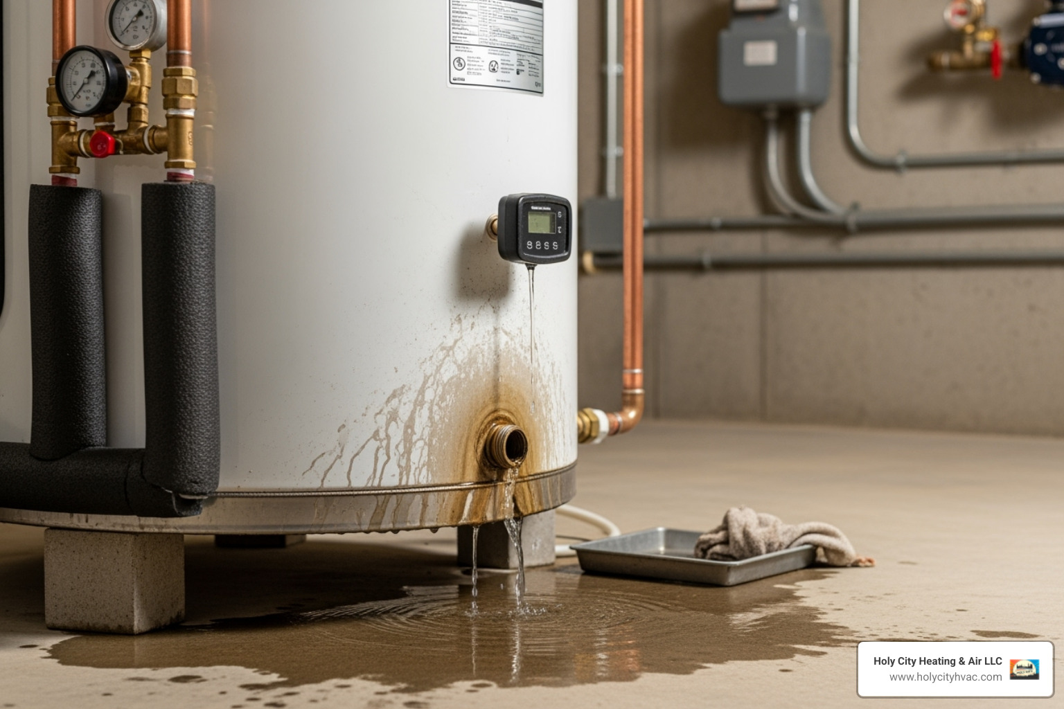 of a leaking solar water heater tank - solar hot water repairs near me