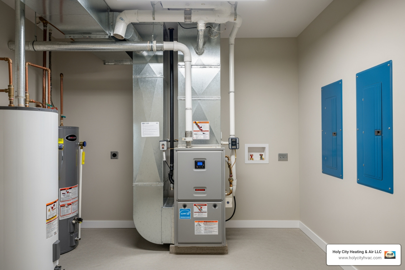 New, high-efficiency furnace installed in a clean utility space - charleston furnace services New, high-efficiency furnace installed in a clean utility space - charleston furnace services