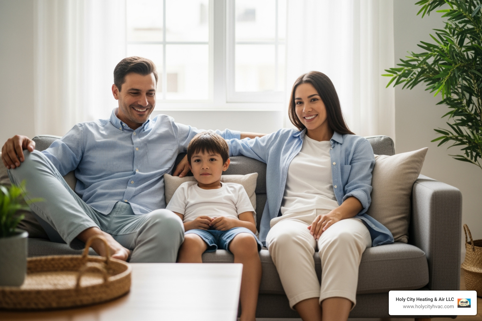 family relaxing comfortably in their living room on a hot day - heat pump replacement sullivans island family relaxing comfortably in their living room on a hot day - heat pump replacement sullivans island