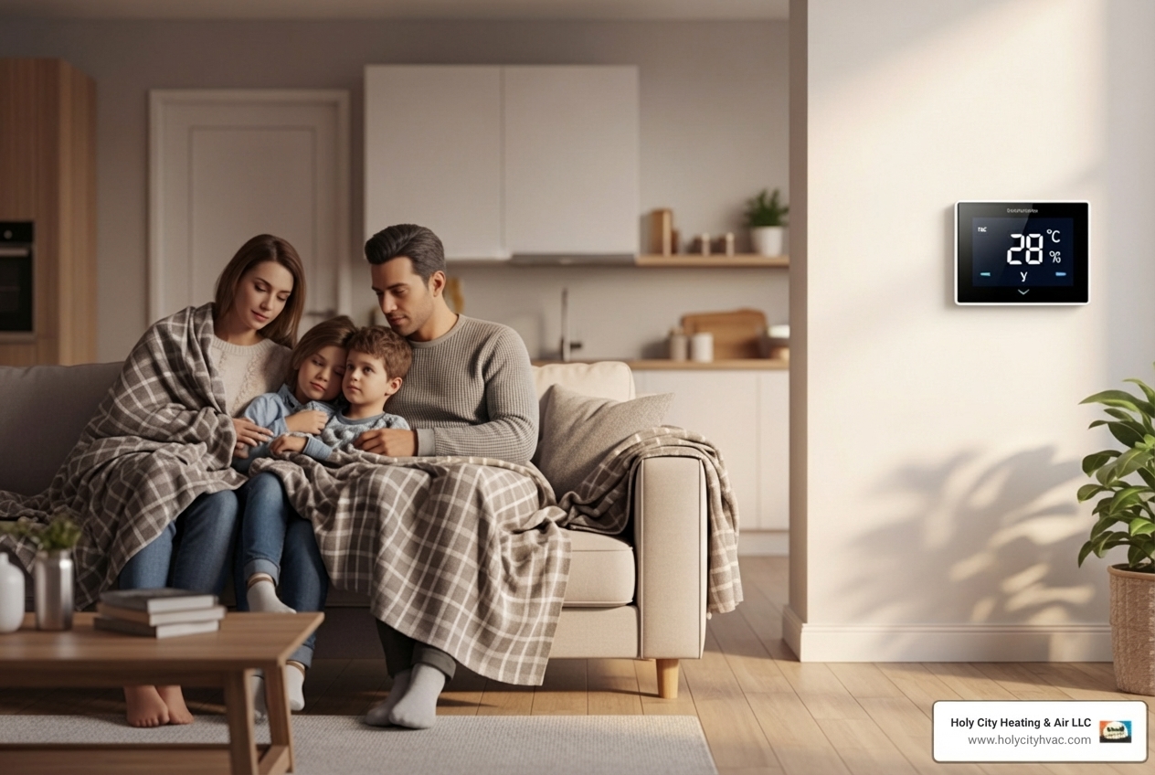 Infographic showing five key warning signs that indicate your furnace needs professional repair: unusual noises like grinding or squealing, strange odors including burning smells, inconsistent heating or cold spots in your home, rising energy bills without explanation, and frequent on-off cycling of the system - furnace repair summerville sc