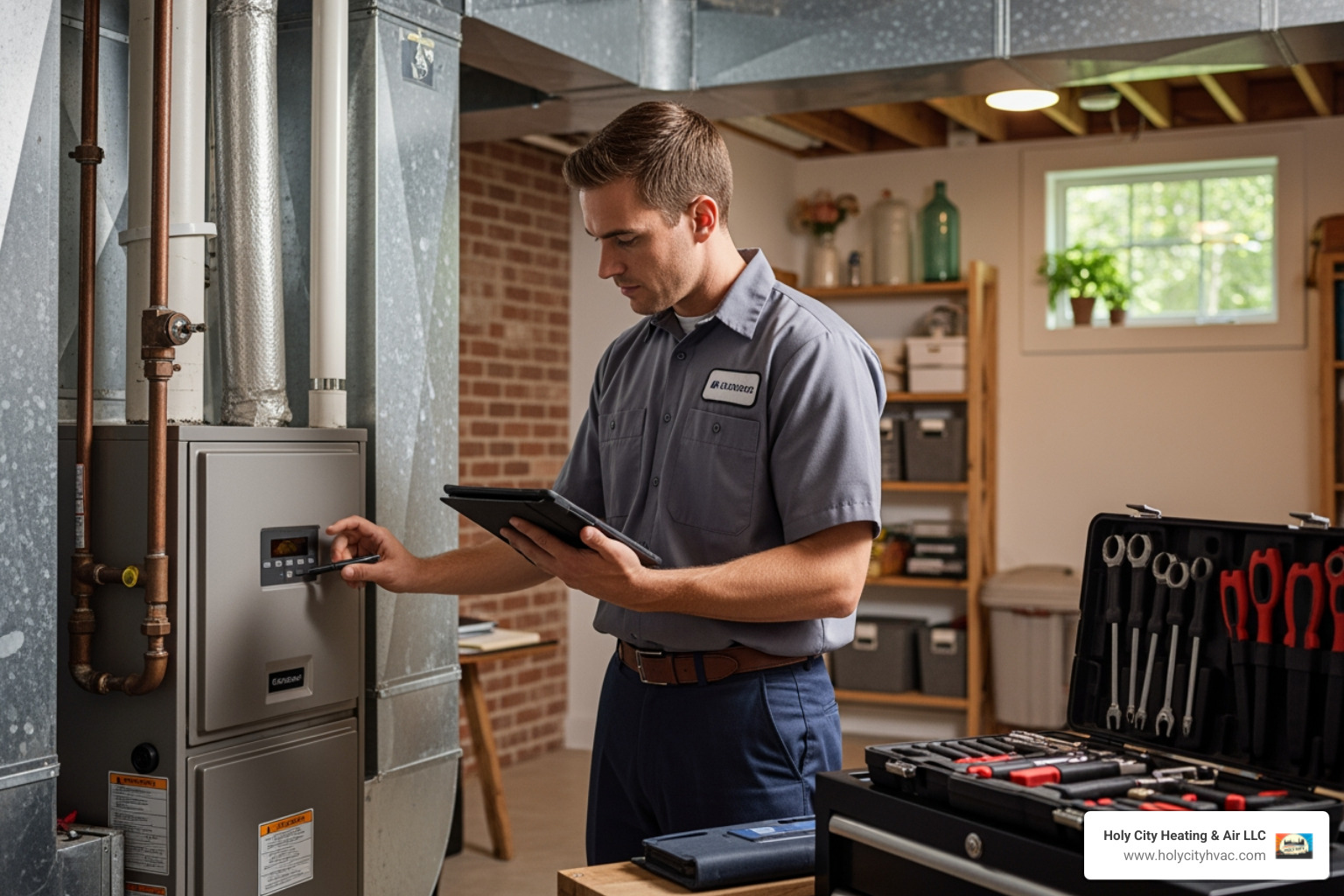 Infographic showing the top 5 warning signs your furnace needs immediate repair: strange noises like rattling or whistling, unusual burning or gas odors, insufficient heat or cold air from vents, frequent cycling or system shutdowns, and yellow pilot light instead of blue - best furnace repair in daniel island, sc