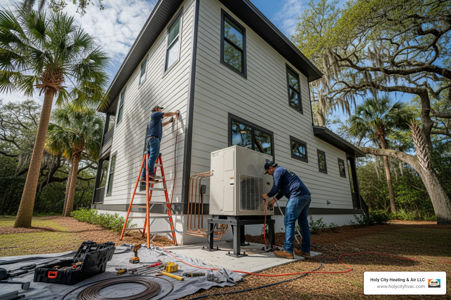 Infographic showing how heat pumps work: in summer mode, the system absorbs heat from inside your home and moves it outside for cooling; in winter mode, it reverses to extract heat from outdoor air and brings it inside for heating, with arrows showing refrigerant flow direction and indoor/outdoor unit placement - heat pump installation in johns island sc Infographic showing how heat pumps work: in summer mode, the system absorbs heat from inside your home and moves it outside for cooling; in winter mode, it reverses to extract heat from outdoor air and brings it inside for heating, with arrows showing refrigerant flow direction and indoor/outdoor unit placement - heat pump installation in johns island sc