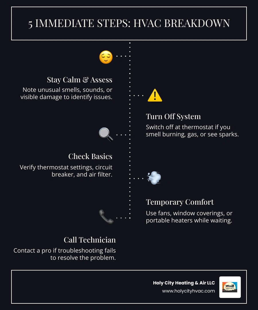 5 immediate steps to take during an HVAC breakdown infographic - what to do when your hvac breaks down unexpectedly 5 immediate steps to take during an HVAC breakdown infographic - what to do when your hvac breaks down unexpectedly