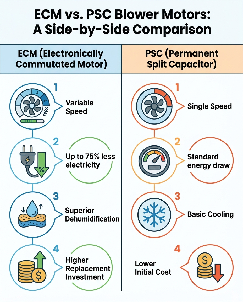 ECM vs. PSC Blower Motors: A Side-by-Side Comparison