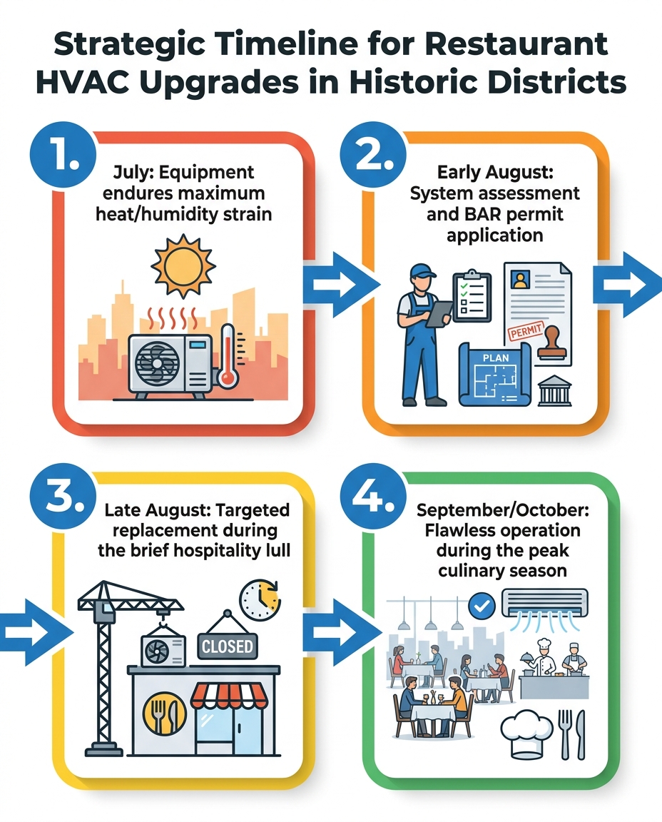 Strategic Timeline for Restaurant HVAC Upgrades in Historic Districts