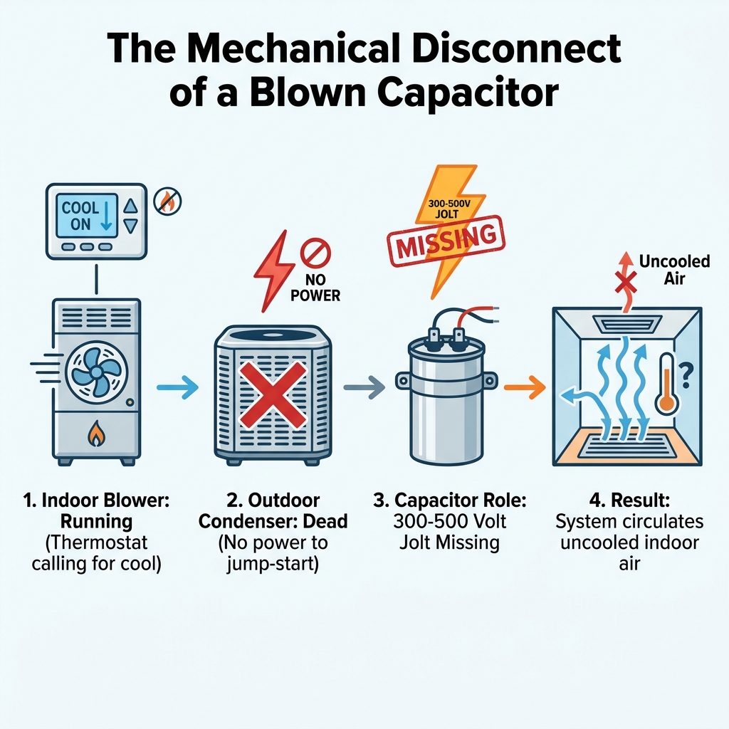 The Mechanical Disconnect of a Blown Capacitor