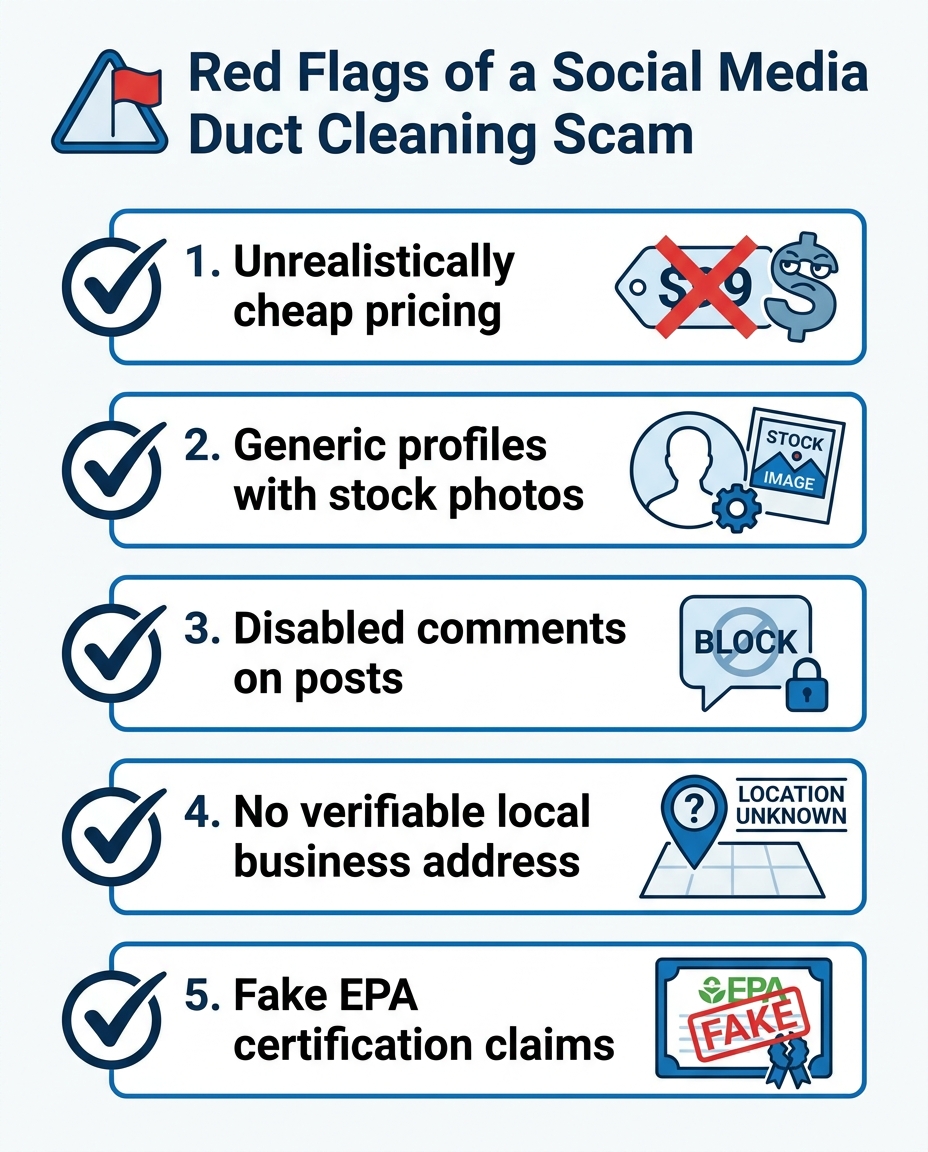Red Flags of a Social Media Duct Cleaning Scam