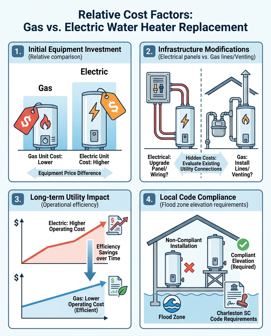 Relative Cost Factors: Gas vs. Electric Water Heater Replacement
