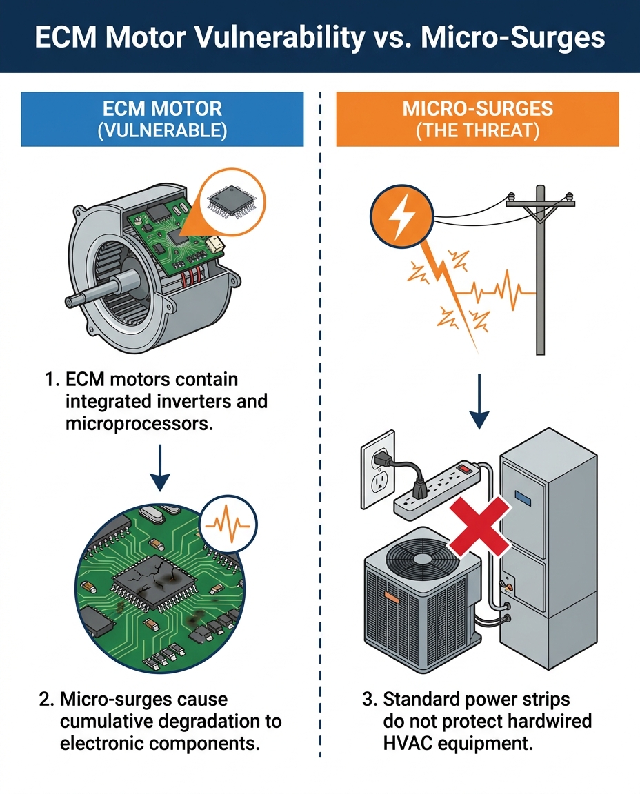 ECM Motor Vulnerability vs. Micro-Surges