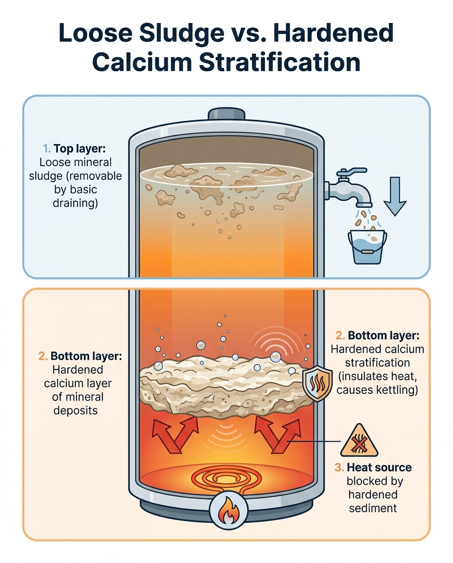 Loose Sludge vs. Hardened Calcium Stratification