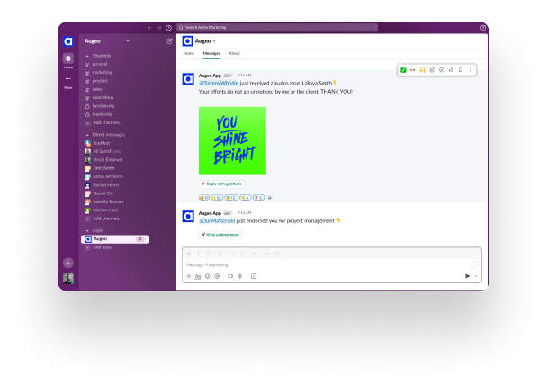 Our tool integrates with Slack
