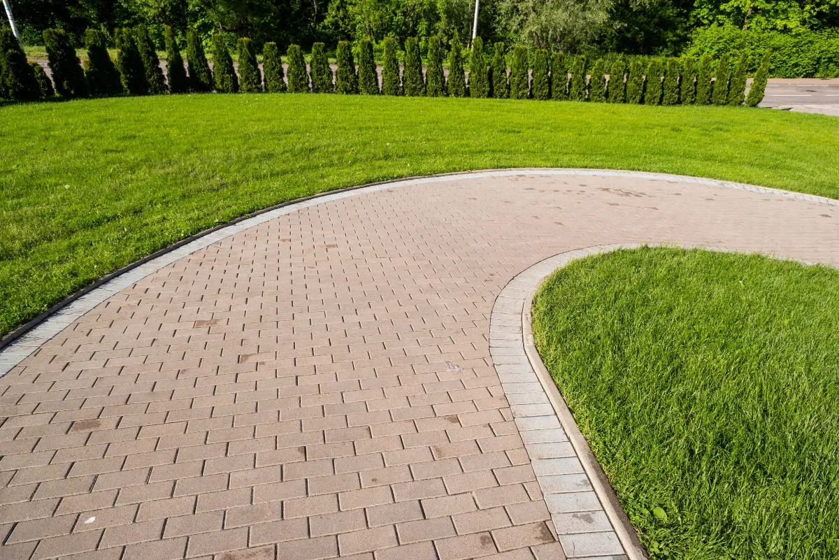 Checkerboard paver and turf patio, Colleyville TX
