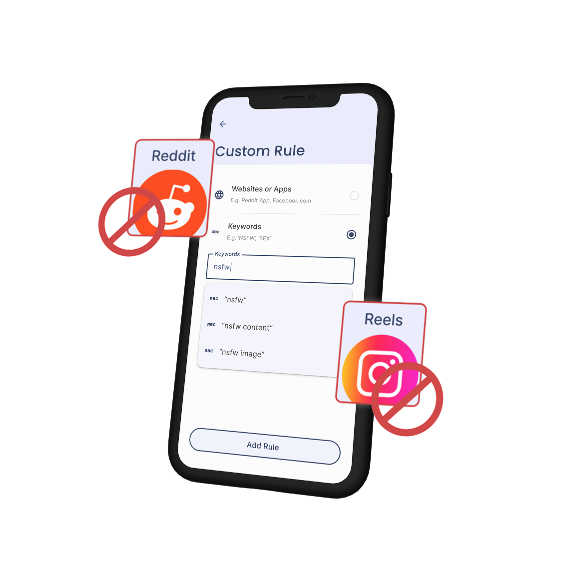 Create custom blocking rules for websites and applications