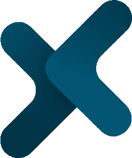 Two overlapping dark blue chevron shapes pointing left on a transparent background.
