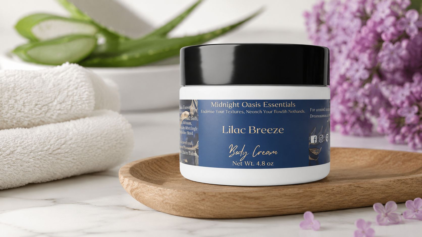 Body Cream, Aloe Vera & Shea Butter, Lightweight Non-Greasy Hydration, Lilac Floral Scent, 1 Jar | Midnight Oasis Essentials by Loyaltie