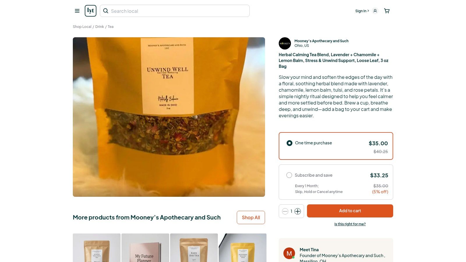 Herbal Calming Tea Blend, Lavender + Chamomile + Lemon Balm, Stress & Unwind Support, Loose Leaf, 3
