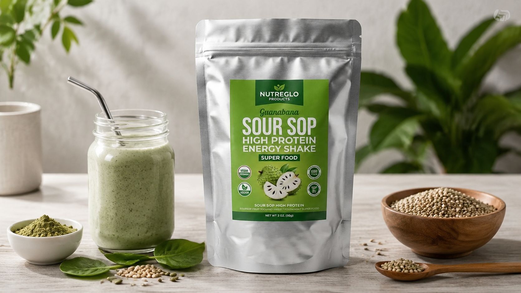 Plant-Based Superfood Protein Powder, Flax & Hemp Protein, Energy Shake Blend, Soursop Leaf Extract, 1 lb (Not Bitt | Life Gardening Tools by Loyaltie