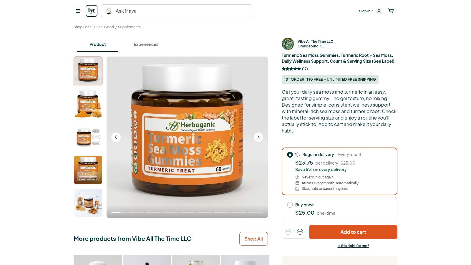 Screenshot from https://loyaltie.com/seamossmenow/products/turmeric-sea-moss-gummies-turmeric-root-sea-moss-daily-wellness-support-count-serving-size-see-label