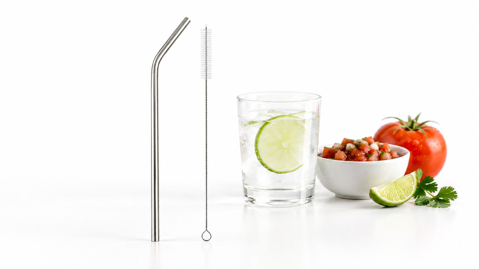 Stainless Steel Reusable Drinking Straw + Cleaning Brush, Eco-Friendly, Dishwasher Safe, Rust-Resistant, 1 Set | Ube Superfood by Loyaltie