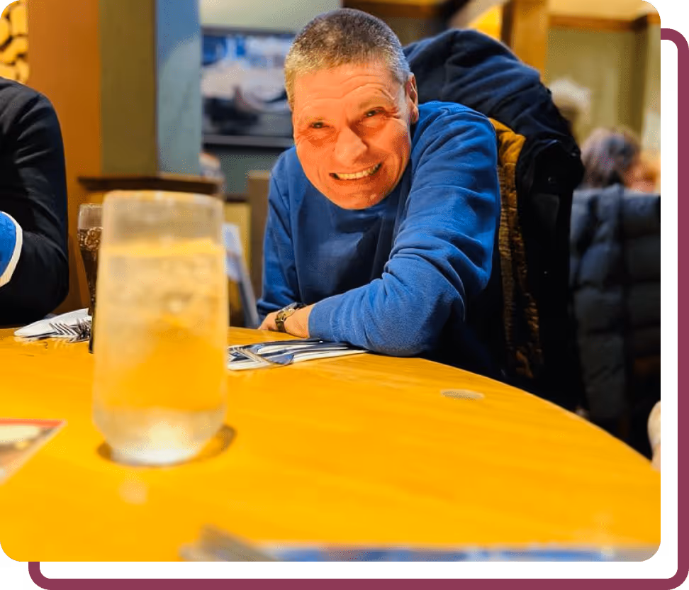 Service user having dinner