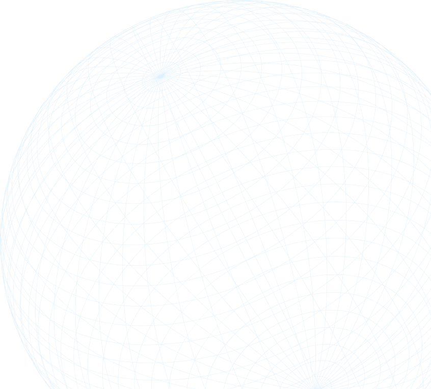 Blue wireframe globe depicting longitude and latitude lines on a transparent background.