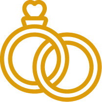 Wedding rings icon for wedding rehearsal dinners at Squealers