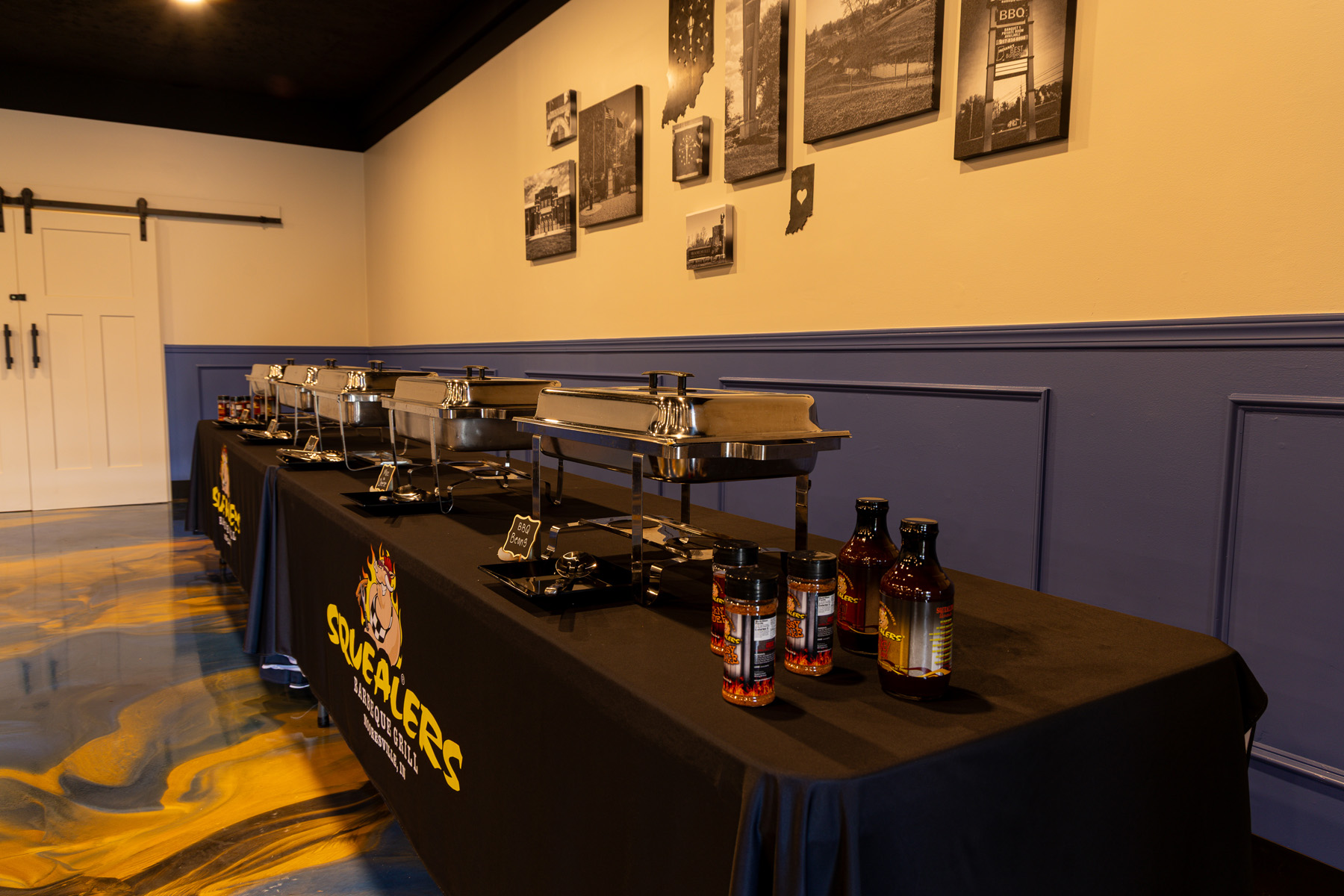 Squealers Event Center arranged for a wedding reception