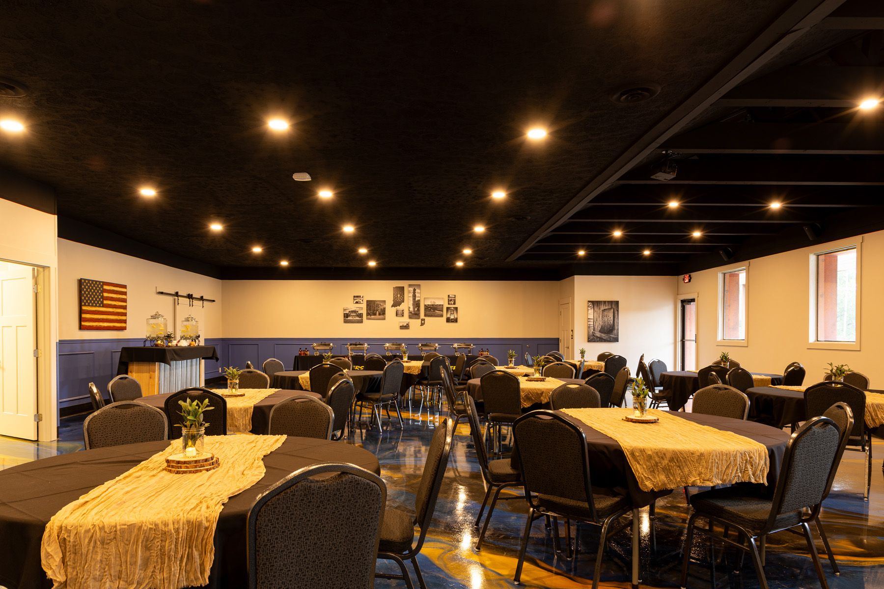 Corporate event setup at Squealers Event Center