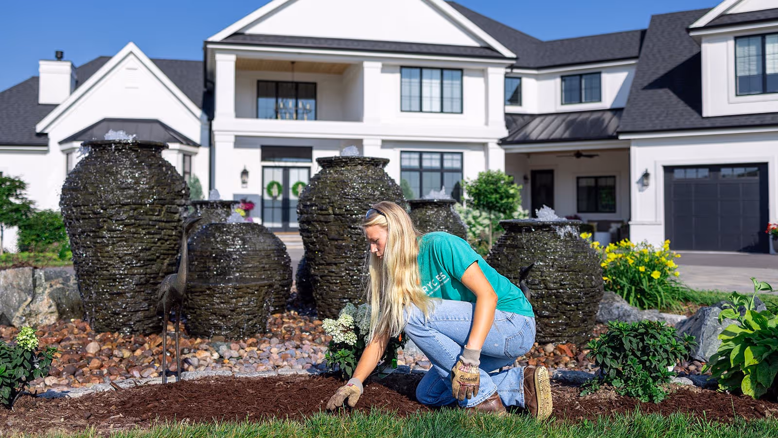 Landscaping and Mulch Installation near me in Waukesha Wisconsin by Bryce's Lawn Service.