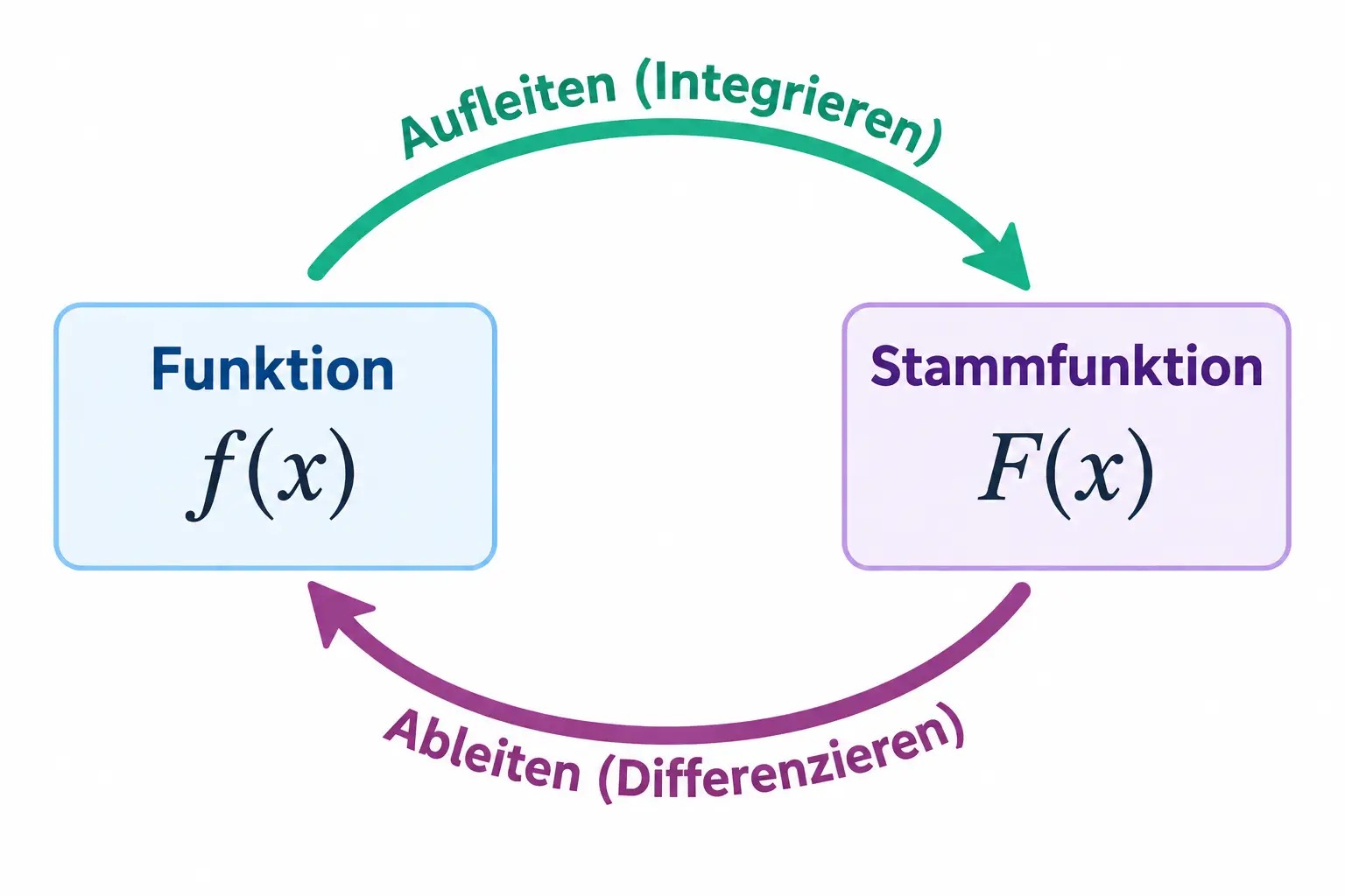 Kreislauf zwischen Funktion und Stammfunktion: Aufleiten und Ableiten