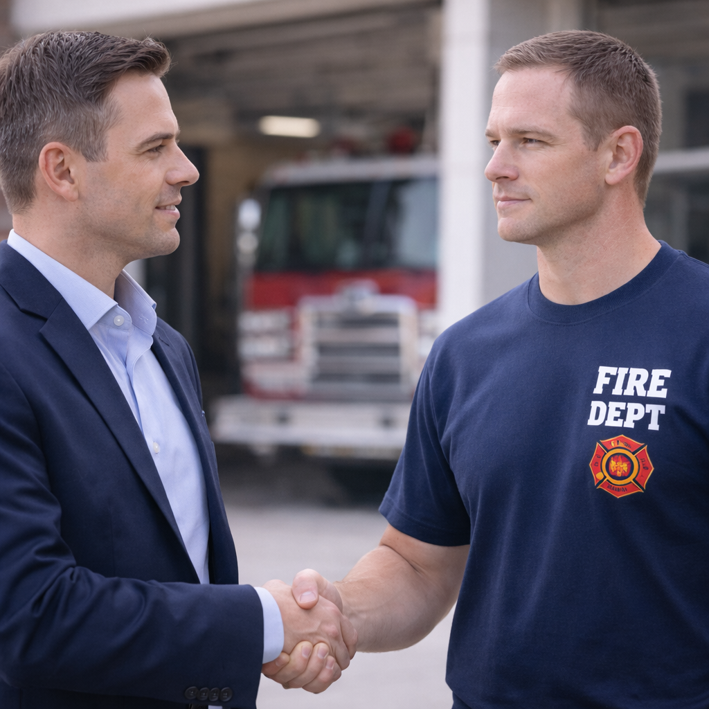 Bobby visiting a local fire station