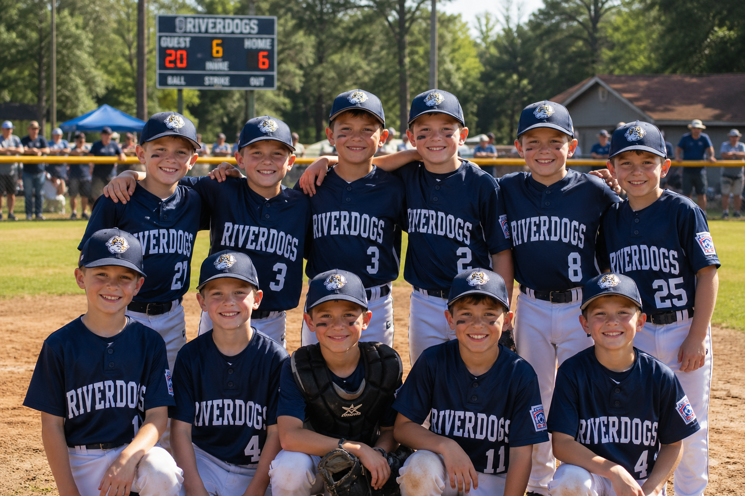 Local Little League team in custom uniforms