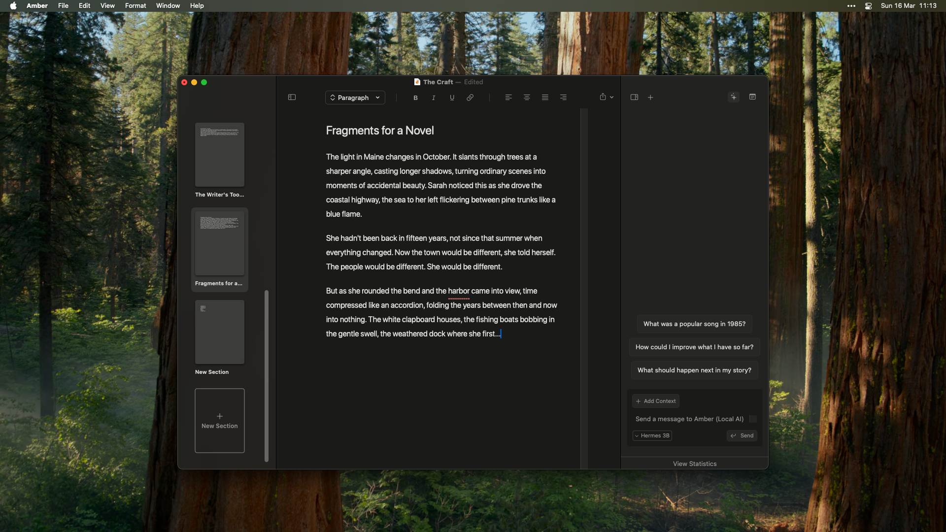 Amber's updated dark mode interface
